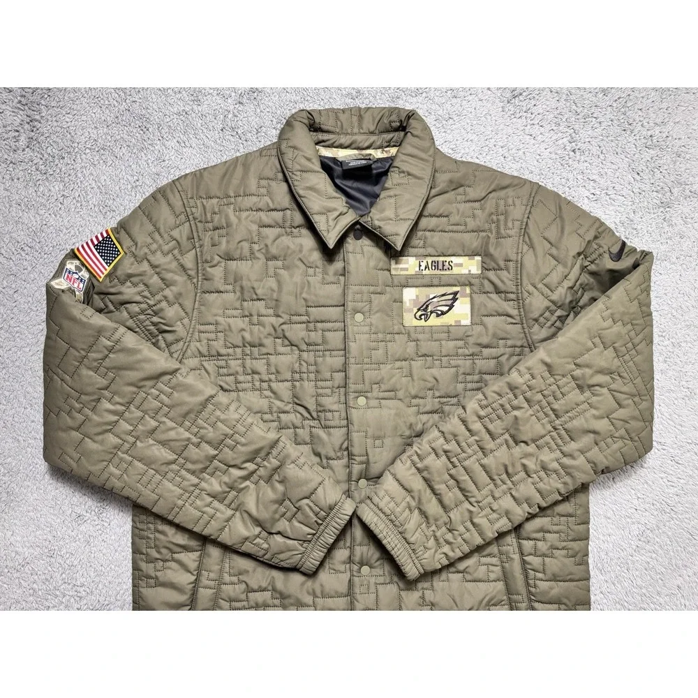 NIKE Philadelphia Eagles NFL On Field Salute to Service Jacket L Military Green